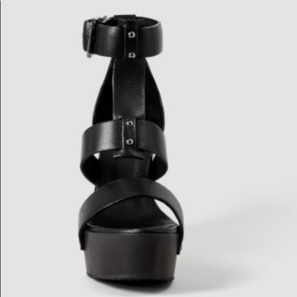 AllSaints Rotchko Wedge Sandals in Black Leather - Picture 2 of 11